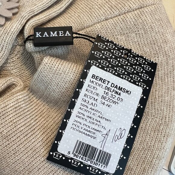 Lady French Beret 100% Mixed Wool Beret Floral Beige By Kamea NWT main image 5